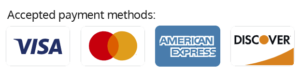 Accepted payment methods: visa, mastercard, american express, discover
