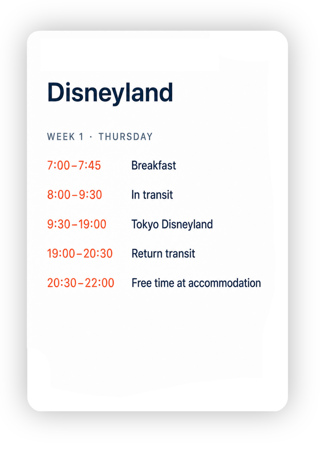 Disneyland (Week 1 Schedule)